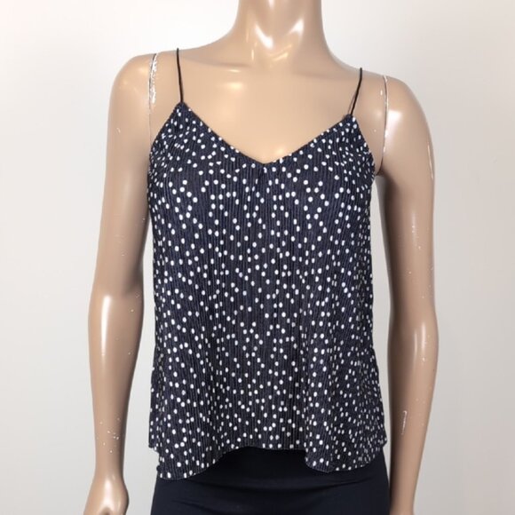 3/$20 Tally Reijl Relaxed Camisole Top Polka Dot Tank Womens Size Small Black - Picture 5 of 16